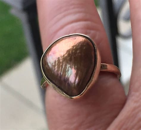 Gold Pearl Ring/natural Gold Pearl Ring/modern Pearl - Etsy