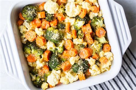 California Blend Vegetables with Parmesan Bread Crumbs - Delicious Little Bites