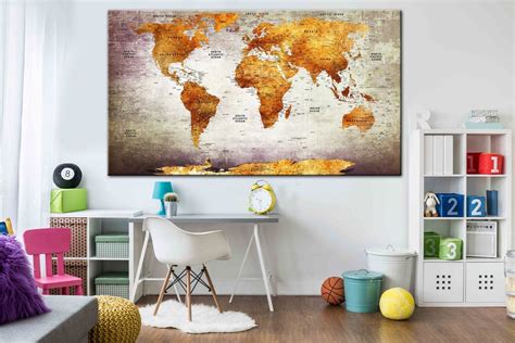 Vintage World Map Canvas Wall Art Antique Travel Map Modern - Etsy