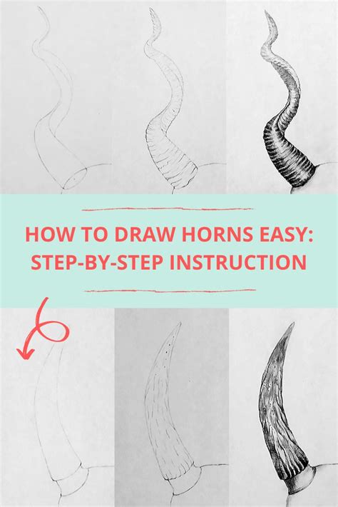 How to Draw Horns Easy: Step-by-Step Instruction | Drawings, Horns, Drawing skills