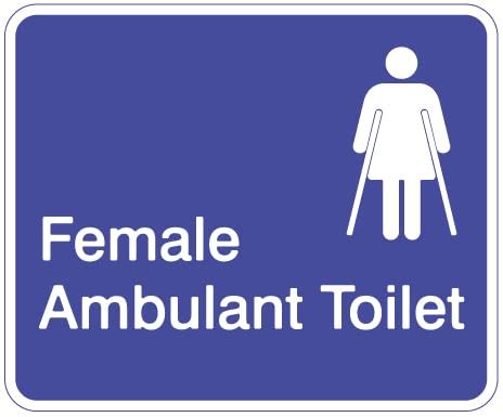 Safety Signs | female ambulant toilet blue bg Foam Board fixed Waterproof Sticker with double ...