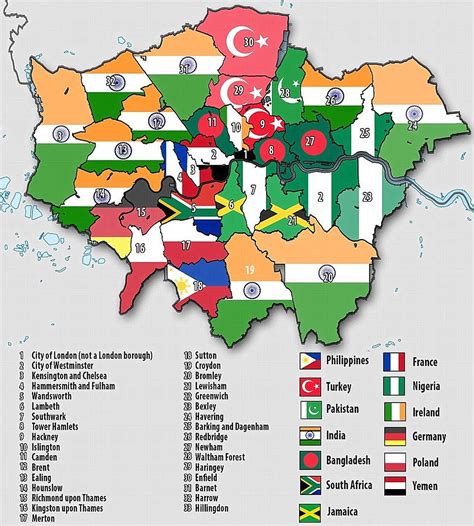 Picture of London: This map shows the largest foreign born populations in London by borough ...