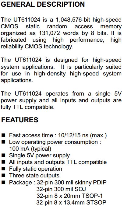 UT611024 Datasheet PDF - Utron Technology Inc