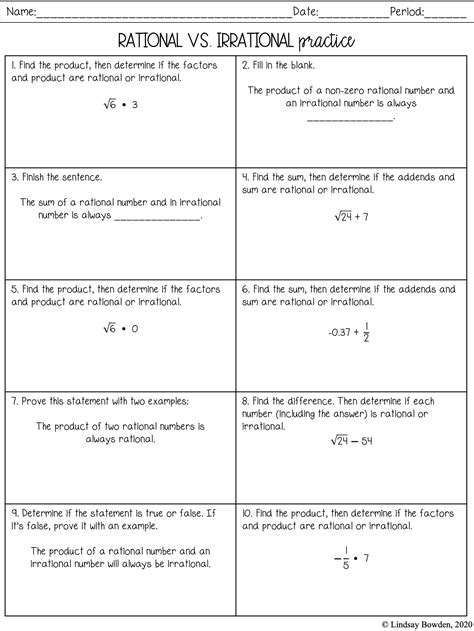 The Real Number System Notes and Worksheets - Lindsay Bowden