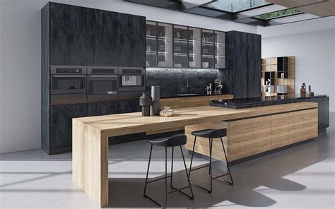 Single Wall Kitchen Design with Long Wood Island | OPPOLIA