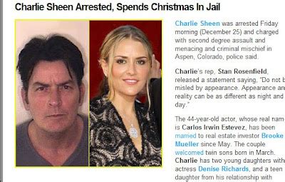 Charlie Sheen Arrested and Spent Christmas day in Jail