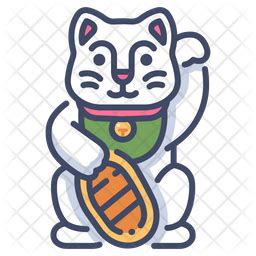 Lucky Cat Icon - Download in Colored Outline Style