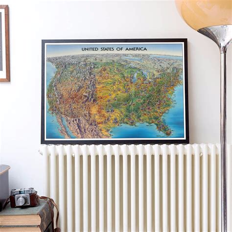 USA Media Map / Old Poster Map of America / Vintage Print / Wall Art ...