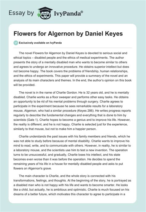 Flowers For Algernon Theme Statement | Best Flower Site