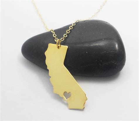 Gold California Charm NecklaceCA State Jewelry California