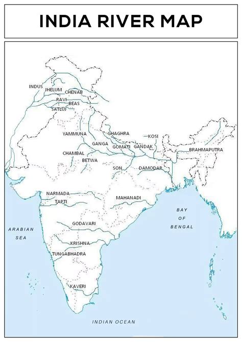 Map Of Indian Rivers (Horizontal): Download For Free • The Printables ...