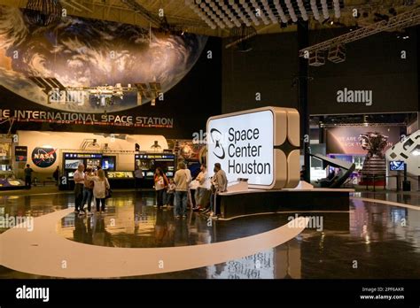 Houston, Texas, USA - February 2023: Visitors inside the museum and ...