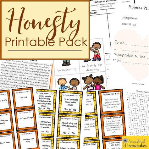 Teach Kids Honesty Printable Pack - Proverbial Homemaker