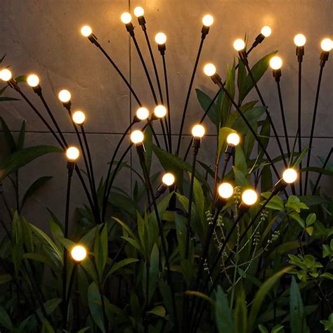 Leipple Solar Powered Firefly Lights,2Pack Solar Lights Outdoor Waterproof,Starburst Swaying ...