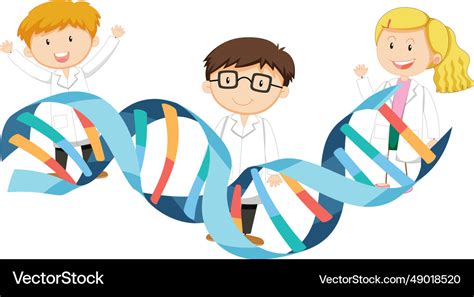 Cute scientists cartoon character with dna sign Vector Image