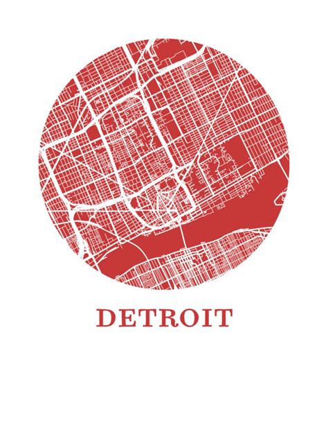 Detroit Map Print City Map Poster - Etsy