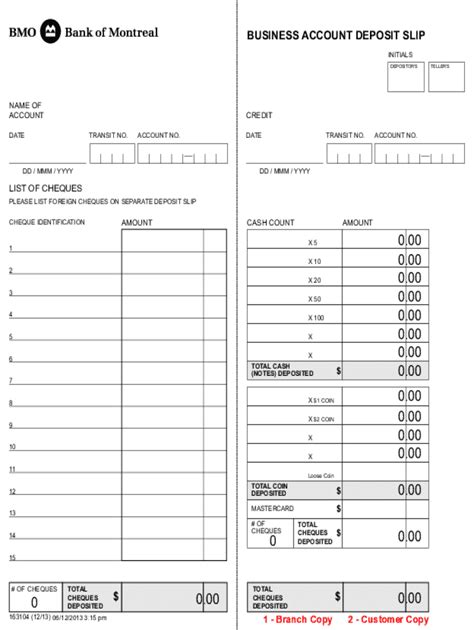 Bmo deposit slip: Fill out & sign online | DocHub