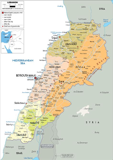 Lebanon Map (Political) - Worldometer