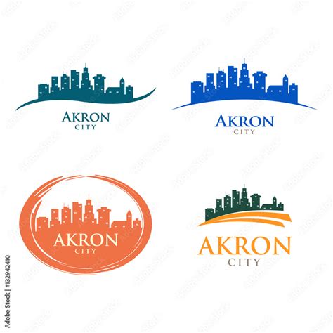 Akron Ohio City Skyline Cityscape Landscape Silhouette Logo Stock ...