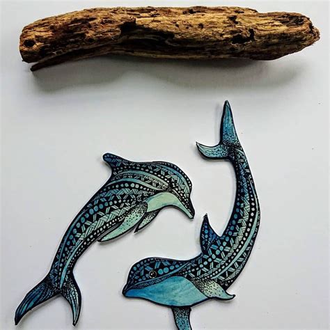 Hand Painted Dolphins Wall Hanging Made of Handrolled Clay - Etsy