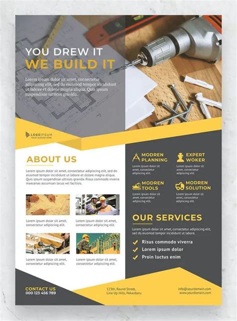 Construction - Poster Template in 2021 | Construction poster, Poster template, Poster design ...