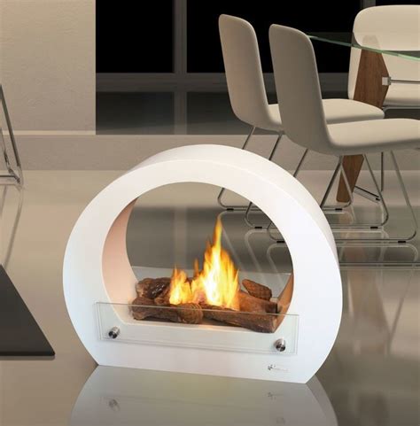 White Bio-Ethanol Fireplace, round design, The Bio-Ethanol Fireplace ...