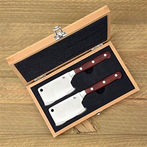 Mini Meat Cleaver Steak Knife Set 2-piece Stainless Steel Edges, Wood ...