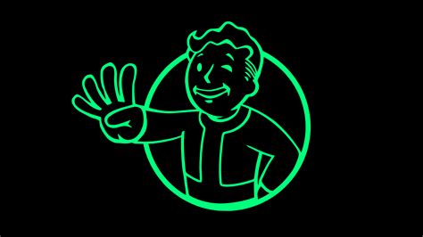 4K, green, Fallout 4, black, video games, Fallout, vector, black background, Vault Boy, vector ...