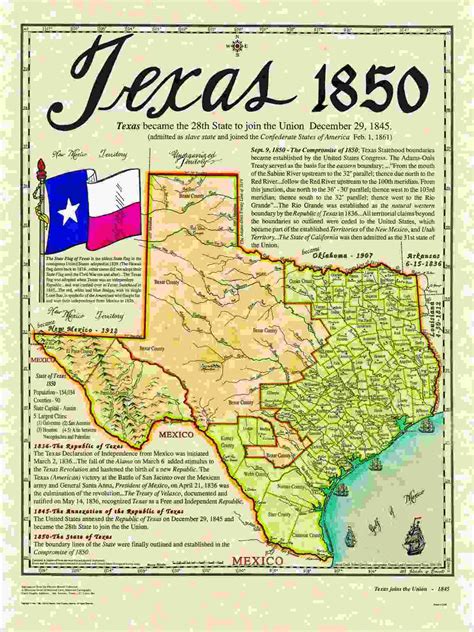 an old texas map with the state flag