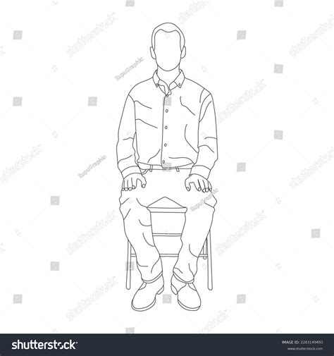 Man Sitting On Chair Line Art Stock Vector (Royalty Free) 2283149493 ...