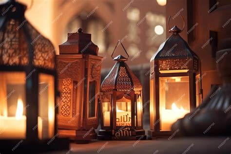 Premium AI Image | Lanterns with the words'ramadan'on them