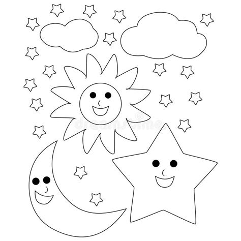 Sun Moon And Stars Coloring Page