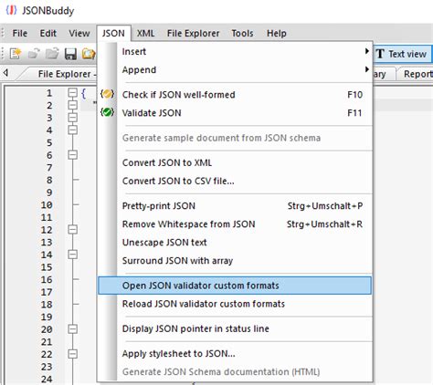 Custom formats for the JSON validator