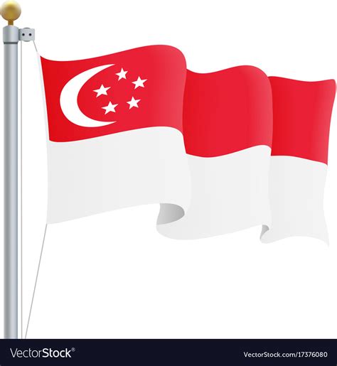 Waving singapore flag isolated on a white Vector Image