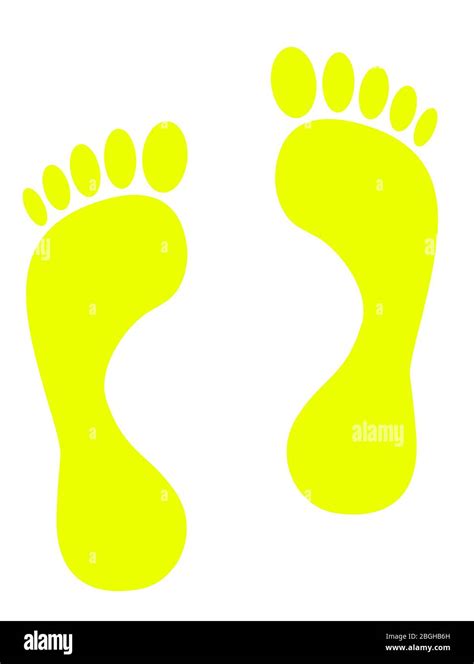 Yellow footprints against a white background Stock Photo - Alamy