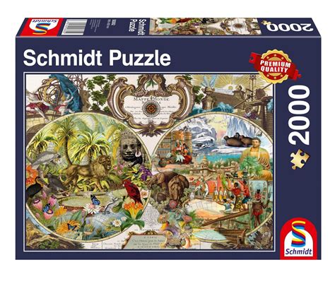 NEW Schmidt Jigsaw Puzzle 2000 Tiles/ Pieces "Exotic World Map" - Jigsaw