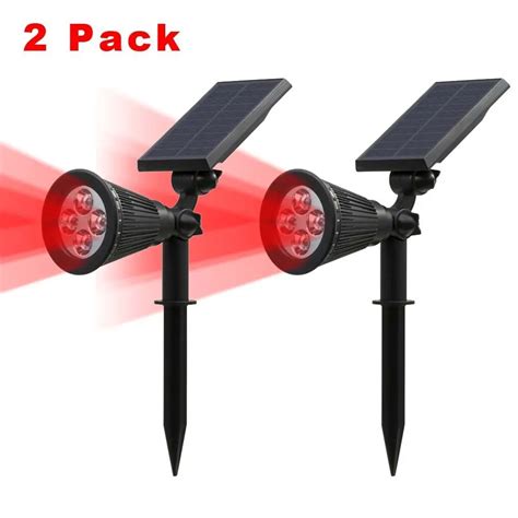 T SUNRISE Red Color Light Solar Spotlight 2 PACK LED Solar Powered ...