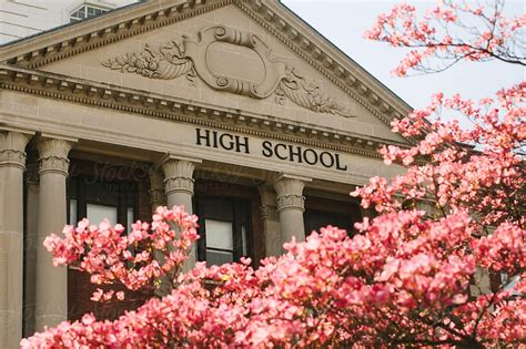 Exterior Of American High School In Spring | Stocksy United by Raymond Forbes Photography # ...