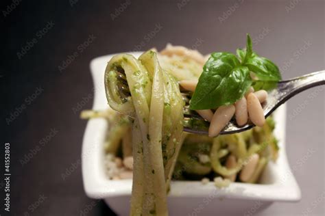 Linguine al Pesto Stock Photo | Adobe Stock