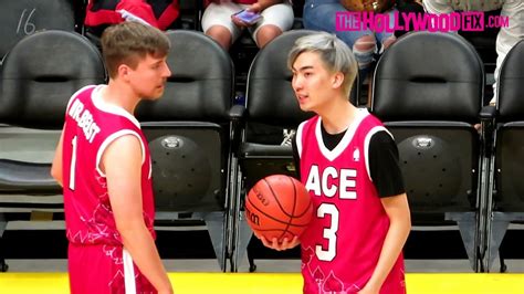 RiceGum & Mr. Beast Strategize Game Play While Warming Up At The ACE Family Basketball Game 6.29 ...