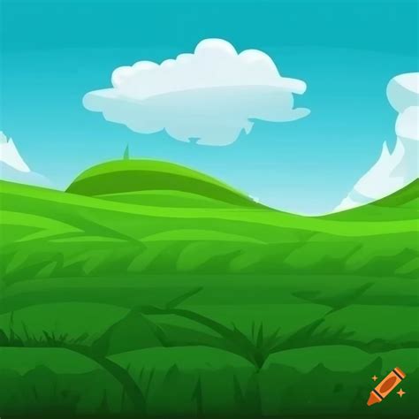 2d cartoon game background with grass and cliffs on Craiyon