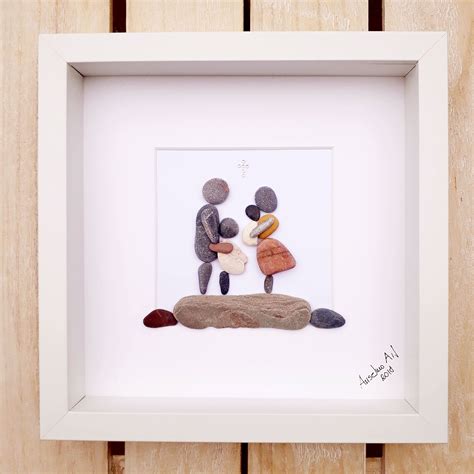 Christening picture, Baptism picture, Christening pebble art, Baptism pebble gift, Framed ...