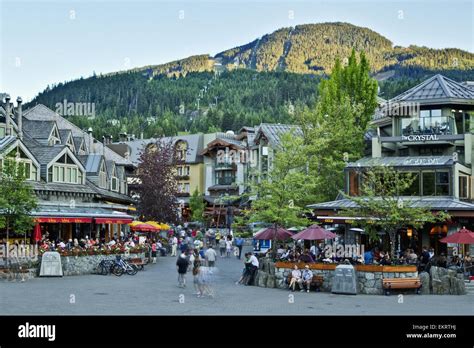 Whistler Village as the sun goes down in summer; Whistler, British ...