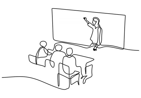 Download continuous one line drawing of a teacher explaining at classroom for free – Artofit