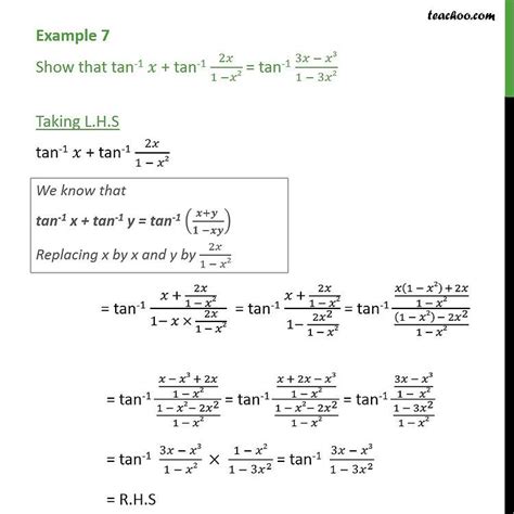 Example 7 - Show that tan-1 x + tan-1 2x/(1-x2) - Inverse