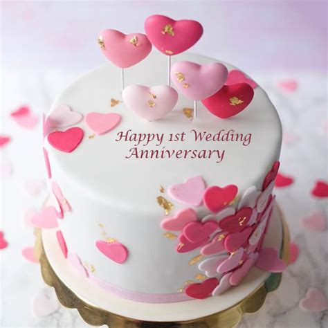 Happy 1st Wedding Anniversary Cake - Unique Beautiful Cake with Name