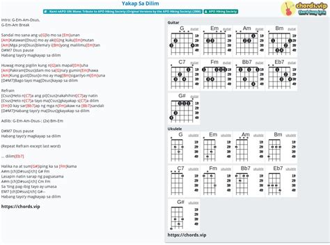 Hợp âm: Yakap Sa Dilim - APO Hiking Society - cảm âm, tab guitar, ukulele - lời bài hát | chords.vip
