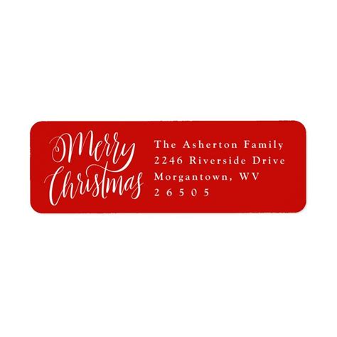 Merry Christmas red holiday return address label | Zazzle | Return address labels, Address ...