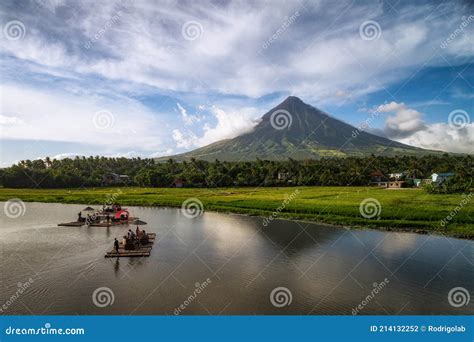 Aerial View of Mount Mayon Volcano and Sumlang Lake Near Legazpi City ...