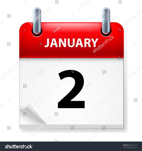 Second January In Calendar Icon On White Background Stock Vector ...